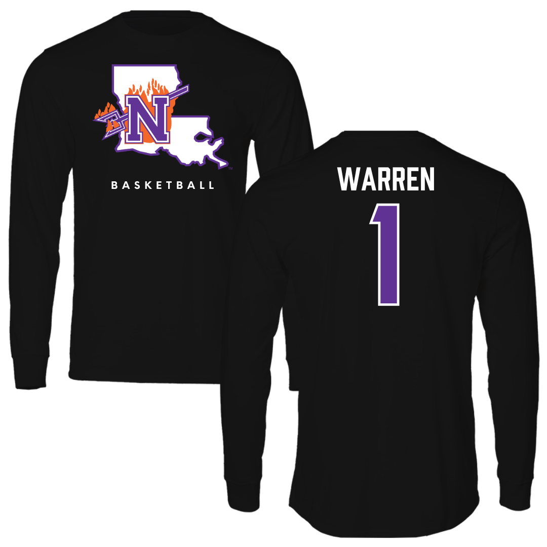 Northwestern State University Basketball Black Block Long Sleeve - #1 JT Warren