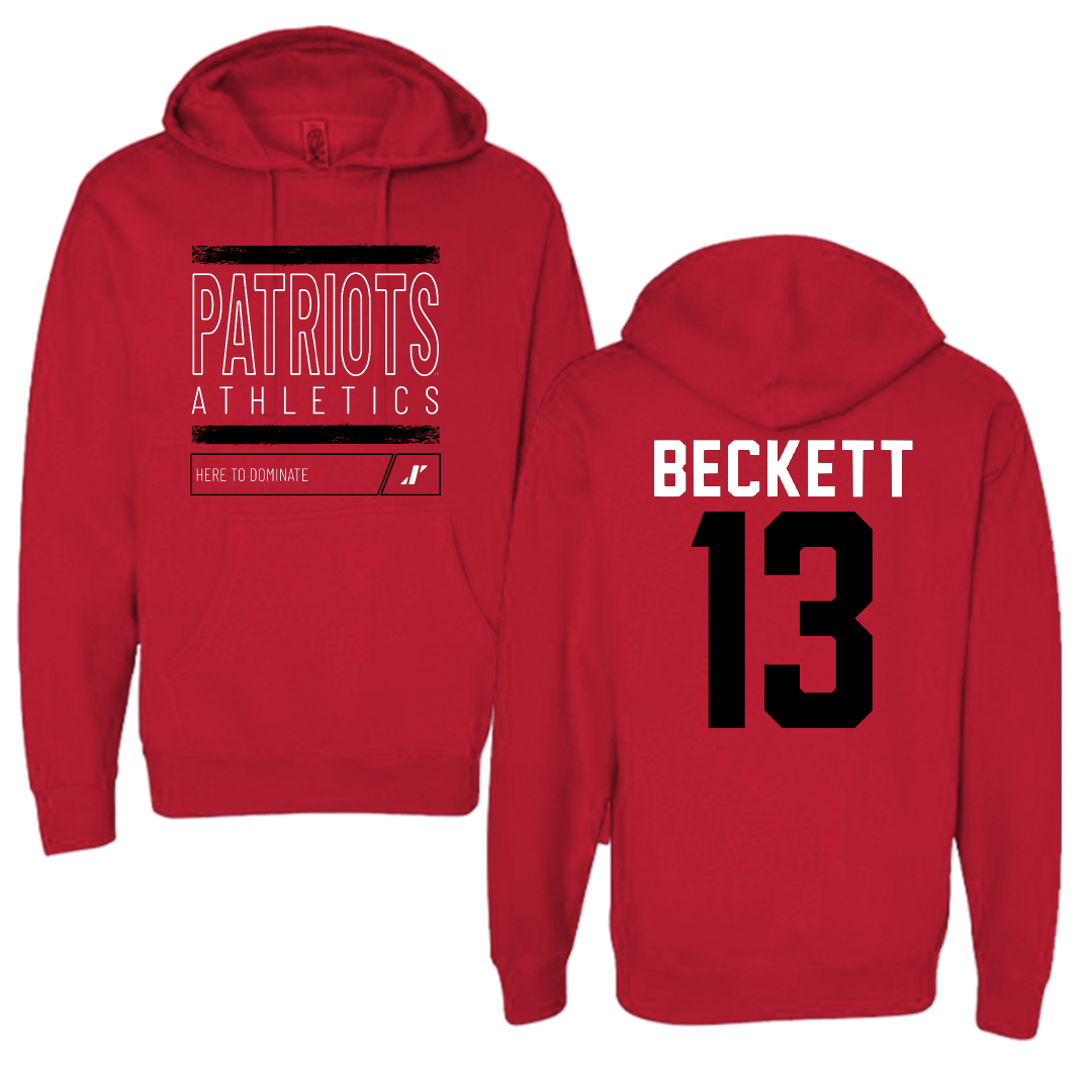 Dallas Baptist University Ice Hockey Red Dominate Hoodie - #13 Christian Beckett