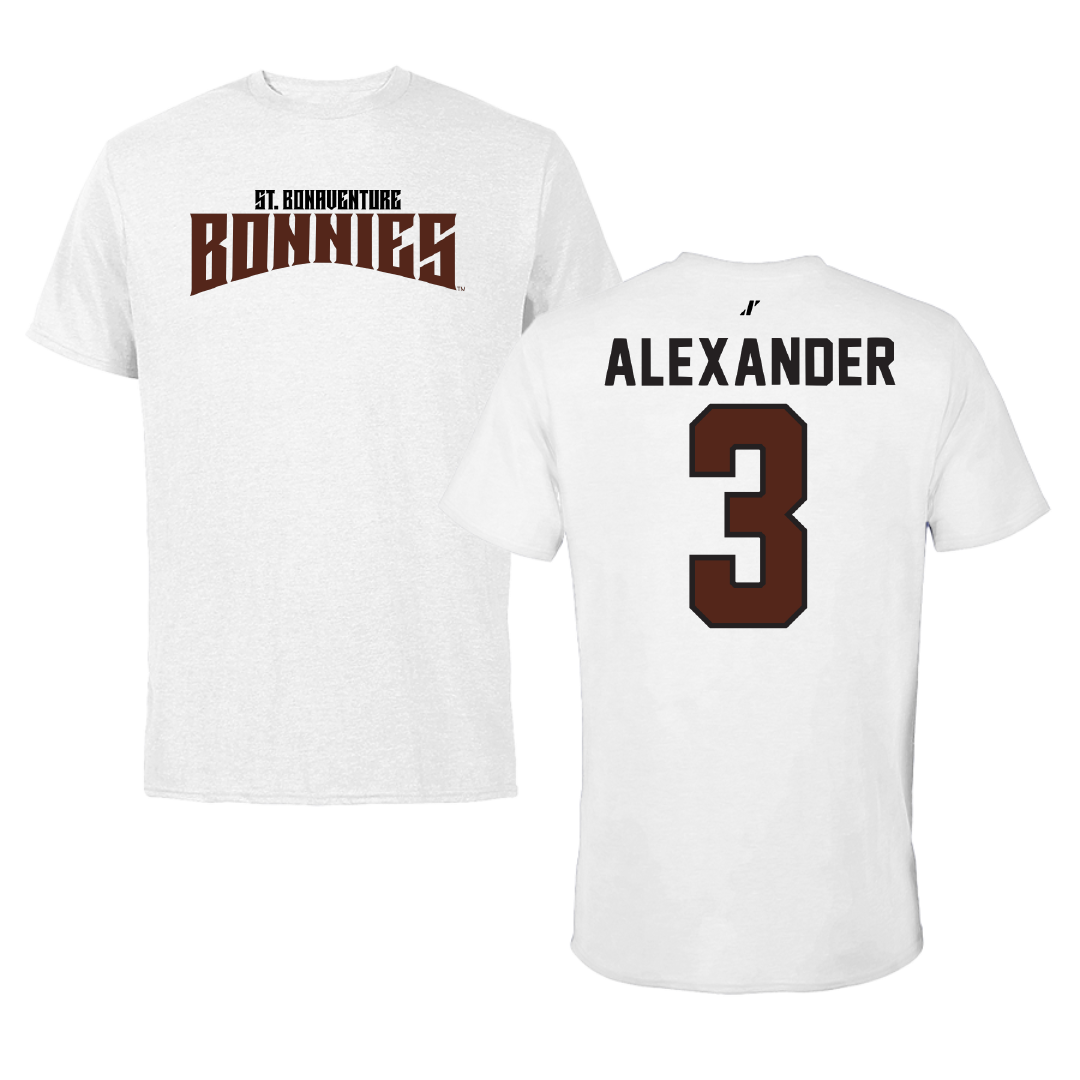 St. Bonaventure University Soccer White Classic Performance Tee - #3 Chanel Alexander
