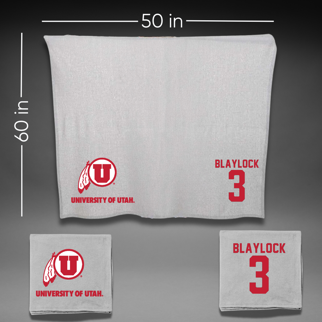 University of Utah Soccer Gray Blanket - #3 Brooklyn Blaylock