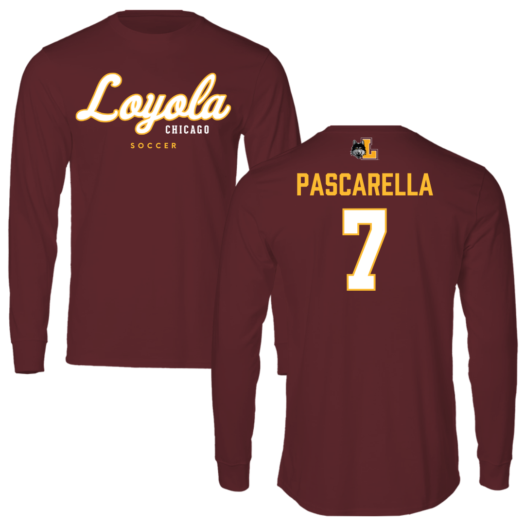 Loyola University-Chicago Soccer Maroon Block Long Sleeve - #7 Jordan Pascarella