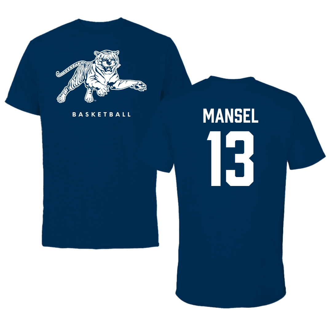 Jackson State University Basketball Navy Tee - #13 Romelle Mansel