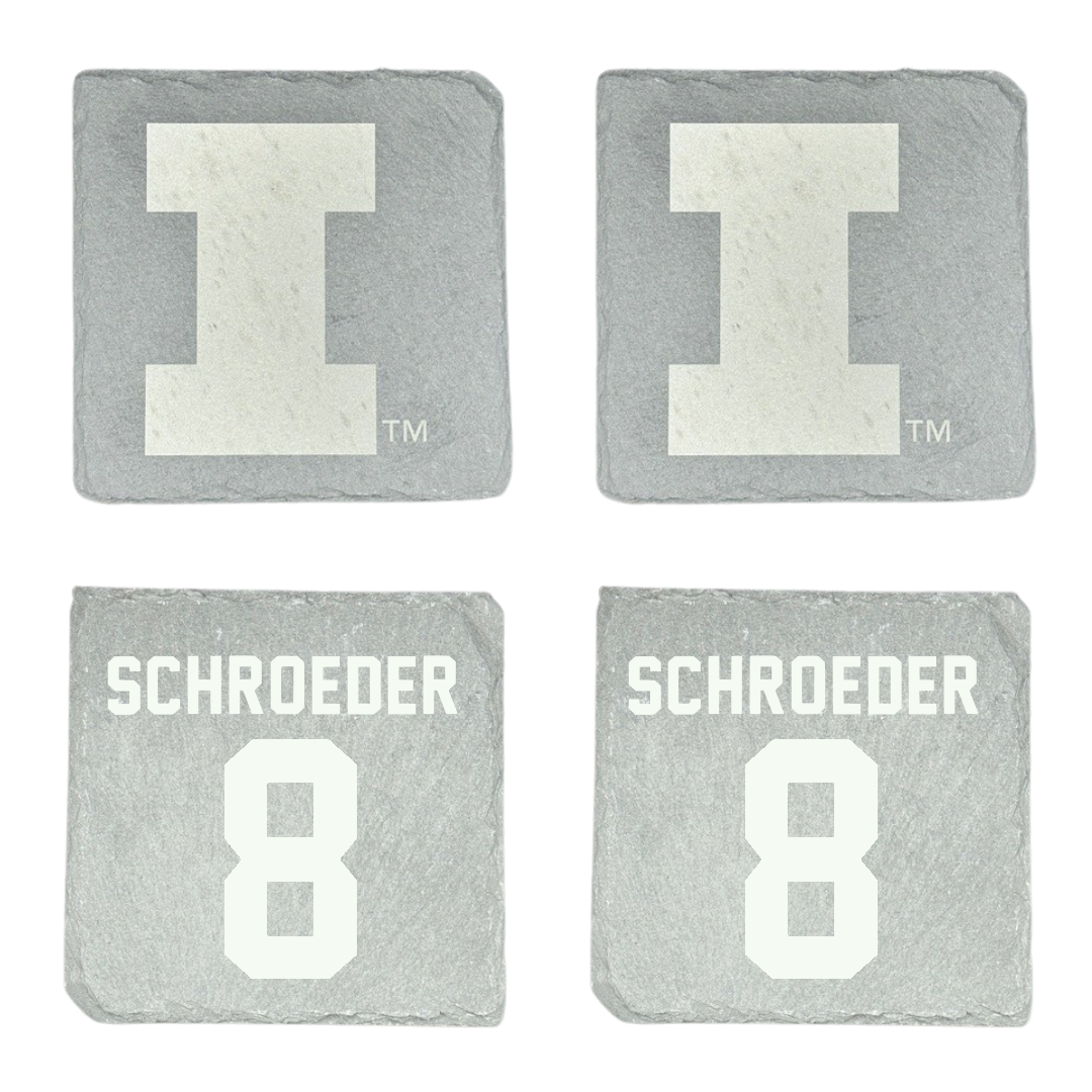 University of Illinois Baseball Stone Coaster (4 Pack)  - #8 Jacob Schroeder