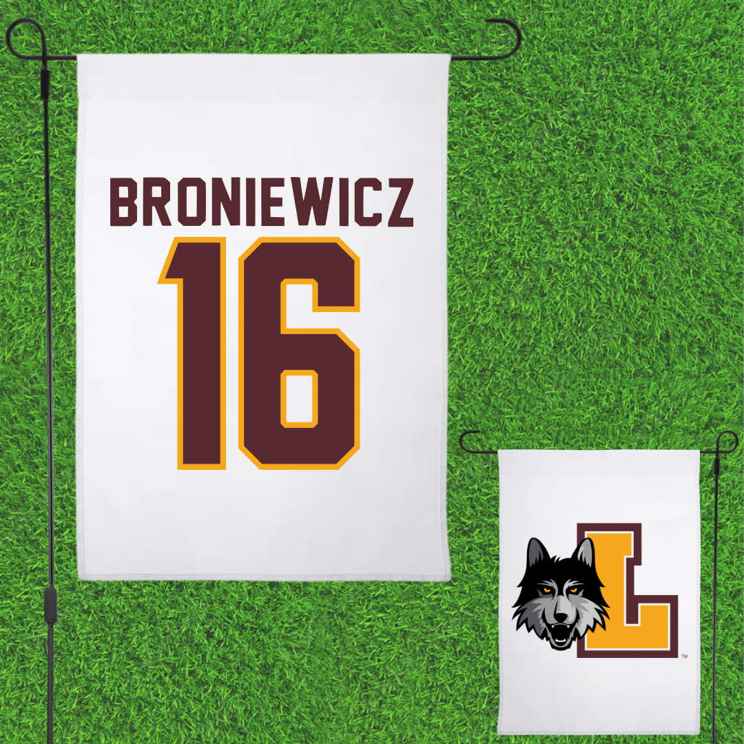 Loyola University-Chicago Softball White Garden Flag - #16 Andie Broniewicz