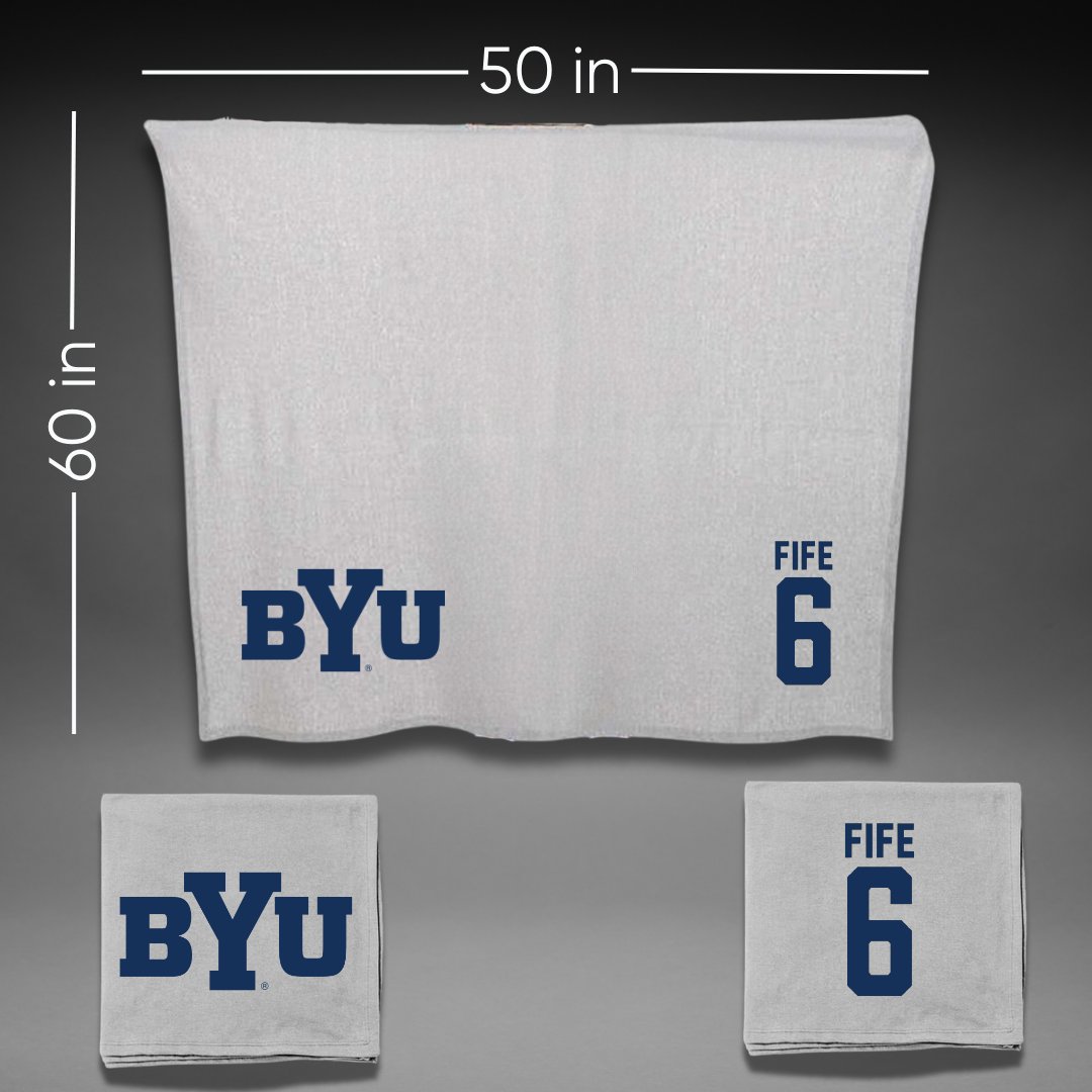 Brigham Young University Volleyball Gray Blanket - #6 Jackson Fife