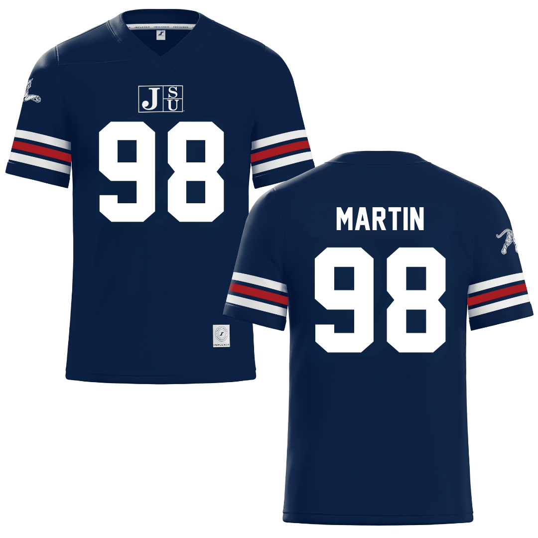 Jackson State University Navy Football Jersey - #98 Tyas Martin