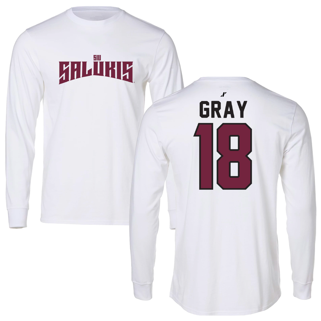Southern Illinois University at Carbondale Baseball White Classic Performance Long Sleeve - #18 Hesston Gray