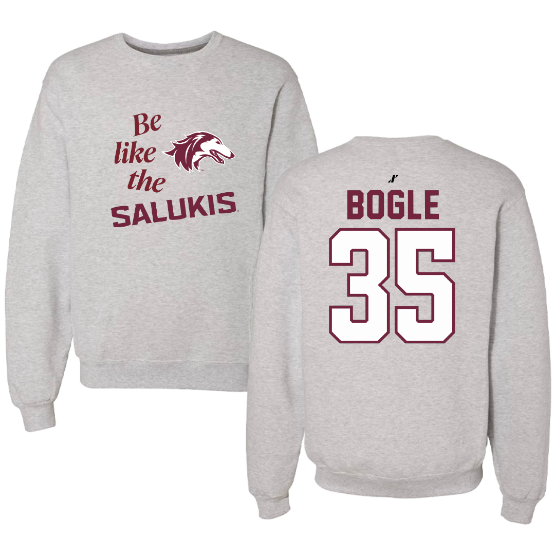 Southern Illinois University at Carbondale Football Light Gray Be Like Us Crewneck - #35 Ben Bogle