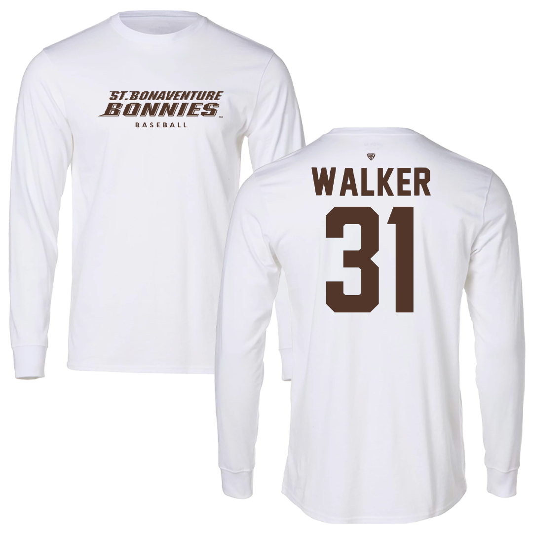 St. Bonaventure University Baseball White Performance Long Sleeve - #31 Kade Walker