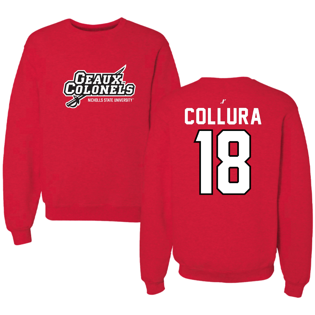 Nicholls State University Baseball Red General Crewneck - #18 Jaden Collura
