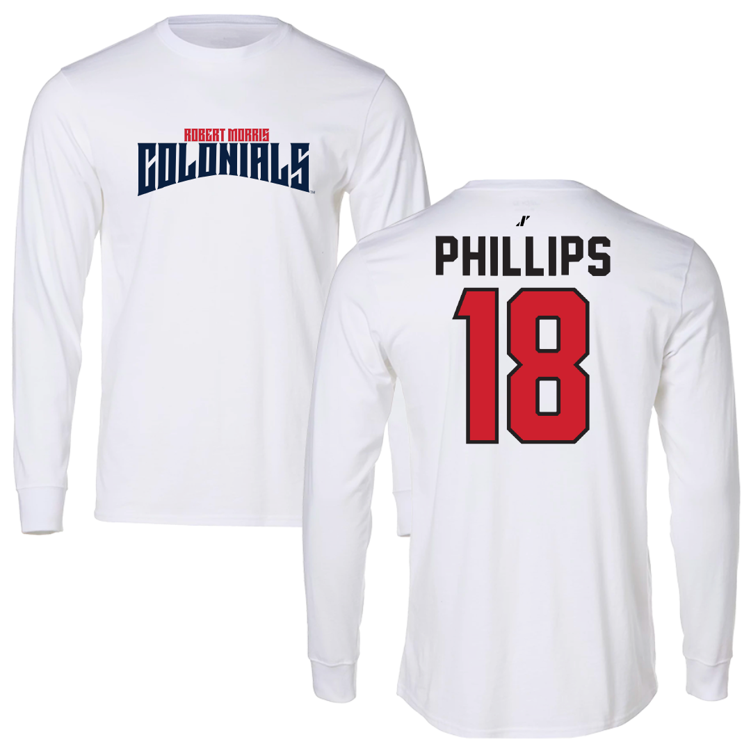 Robert Morris University Ice Hockey White Classic Performance Long Sleeve - #18 Jersey Phillips