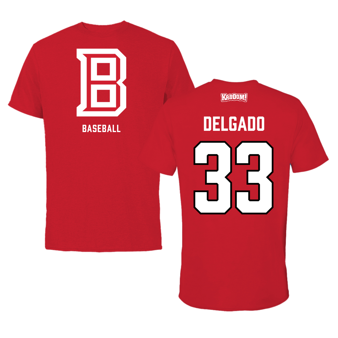 Bradley University Baseball Red Block Performance Tee - #33 Logan Delgado