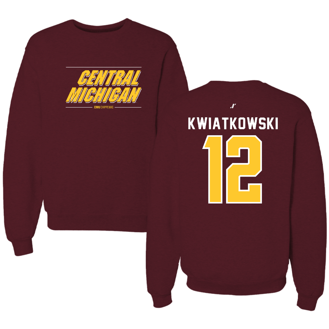 Central Michigan University Football Maroon General Crewneck - #12 Jordan Kwiatkowski