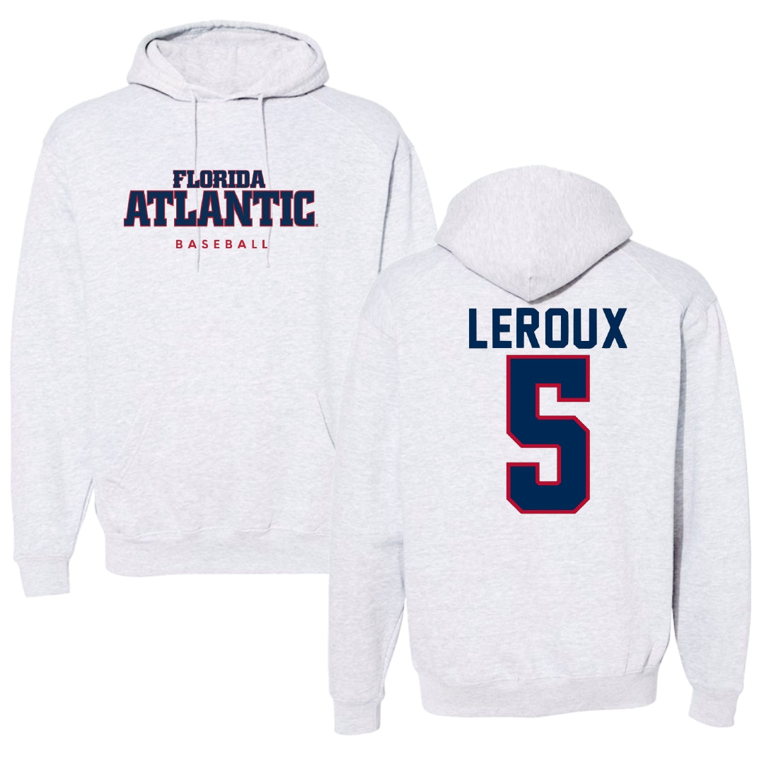 Florida Atlantic University Baseball Gray Hoodie - #5 Brando Leroux