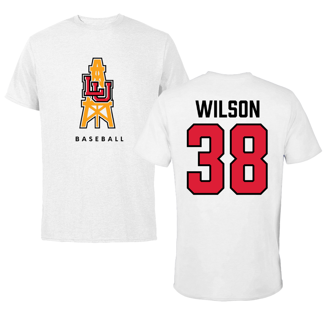 Lamar University Baseball White Performance Tee - #38 Tanner Wilson