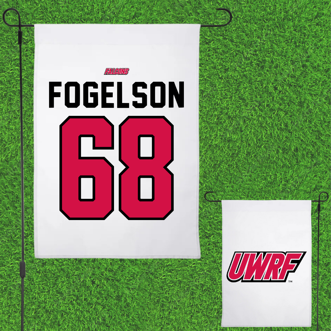 University of Wisconsin-River Falls Football White Garden Flag - #68 Blake Fogelson