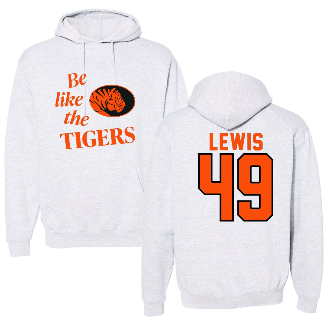 East Central University Football Light Gray Be Like Us Hoodie - #49 Amajah Lewis