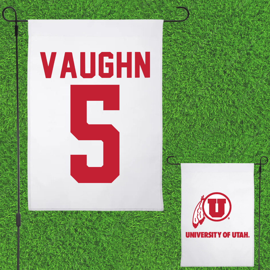 University of Utah Football White Garden Flag - #5 Zemaiah Vaughn