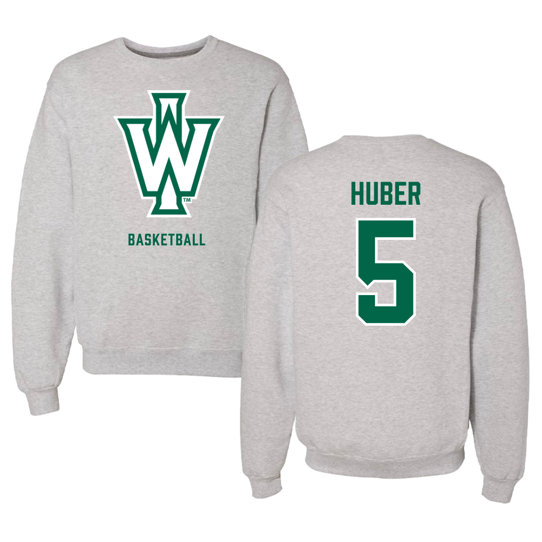 Illinois Wesleyan University Basketball Gray Crewneck - #5 Lauren Huber