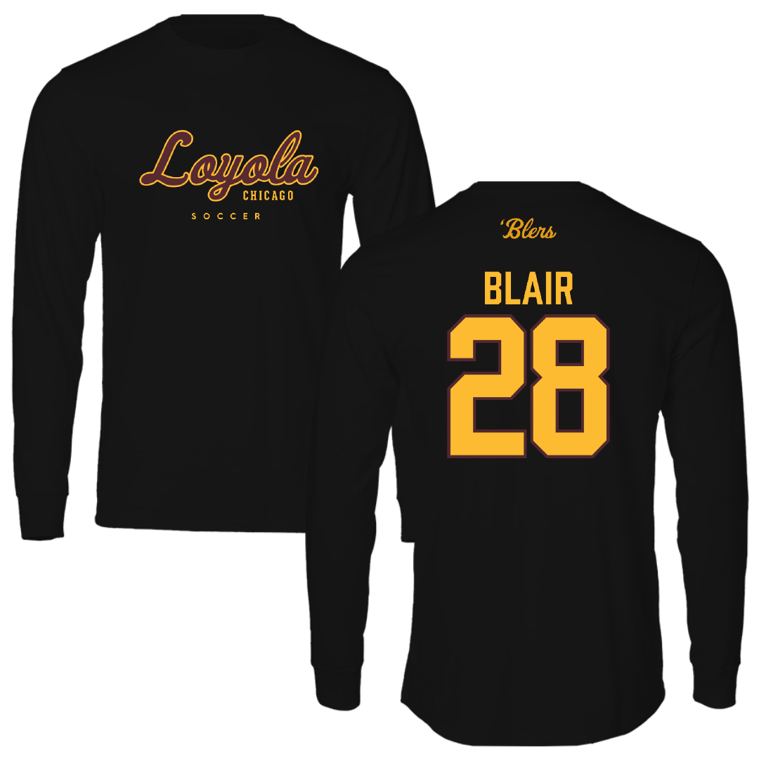Loyola University-Chicago Soccer Black Performance Long Sleeve - #28 Quinten Blair