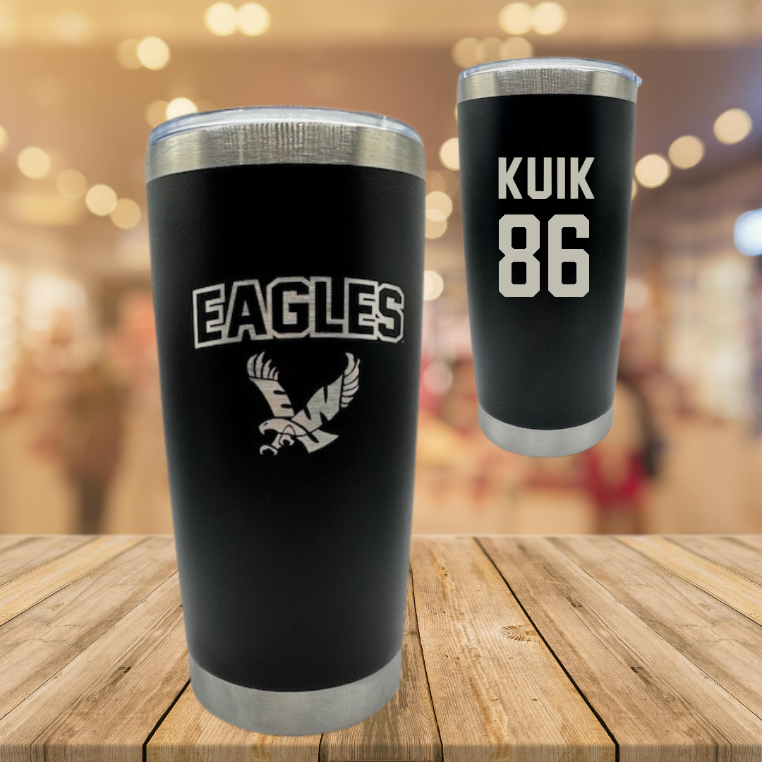 Eastern Washington University Football Black Stainless Steel Tumbler - #86 Braden Kuik
