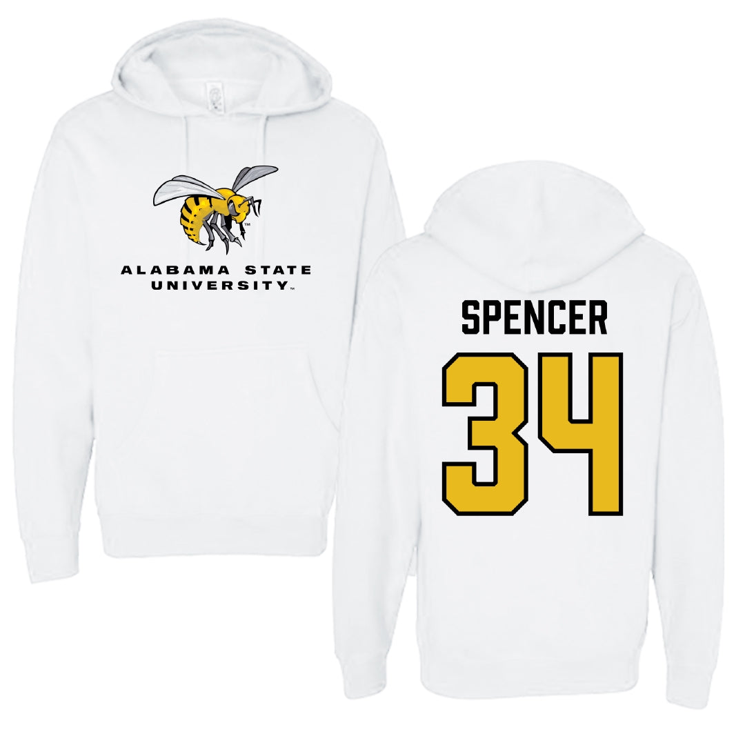 Alabama State University Football White Block Hoodie - #34 Gabe Spencer