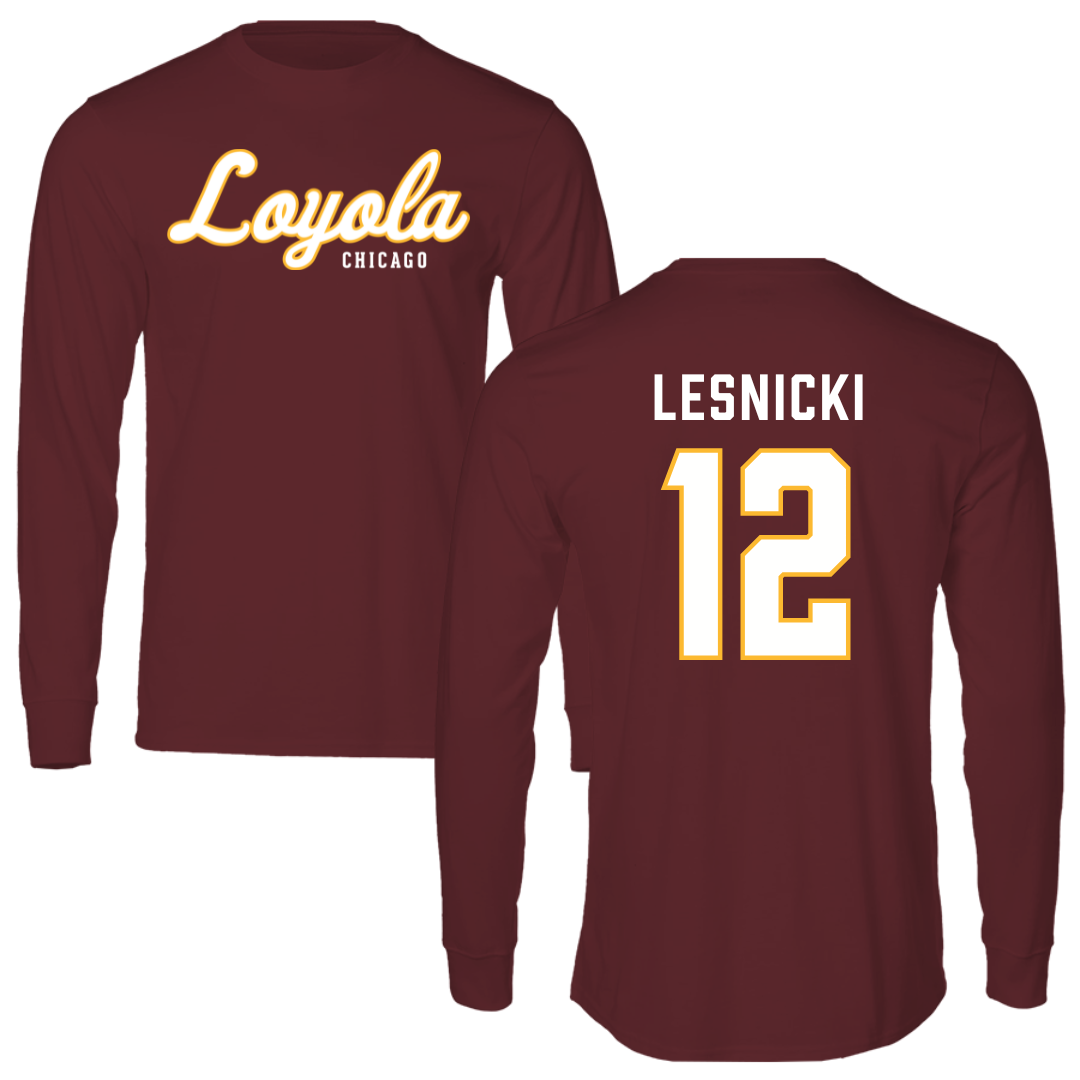 Loyola University-Chicago Softball Maroon Performance Long Sleeve - #12 Nat Lesnicki