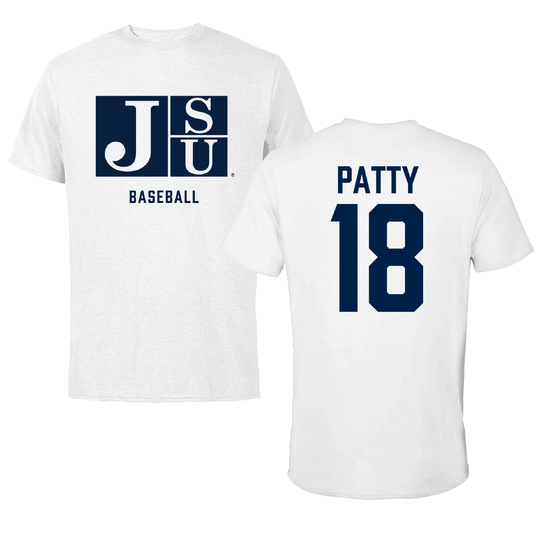 Jackson State University Baseball White Performance Tee - #18 Tyshon Patty