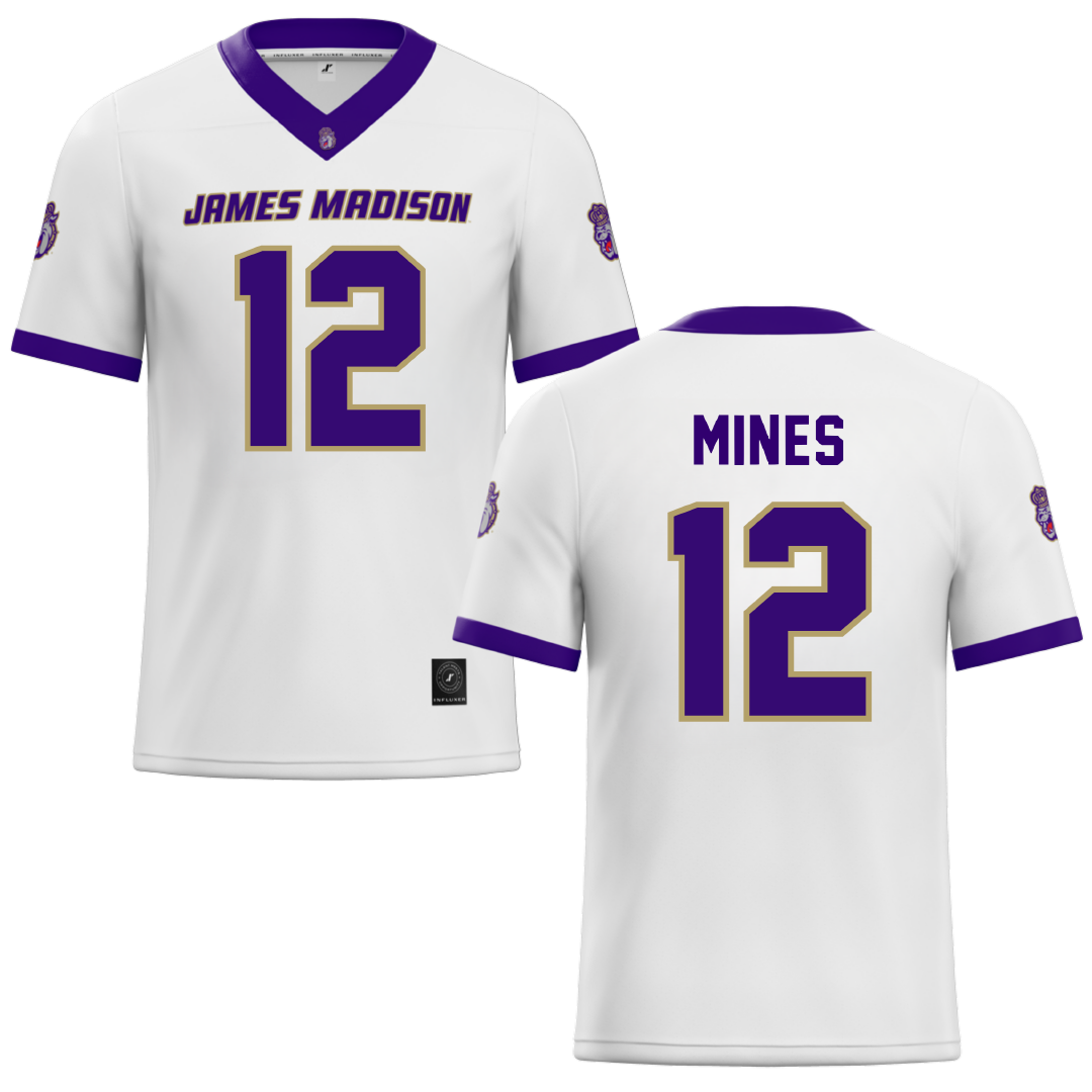 James Madison University White Football Jersey - #12 Jayden Mines