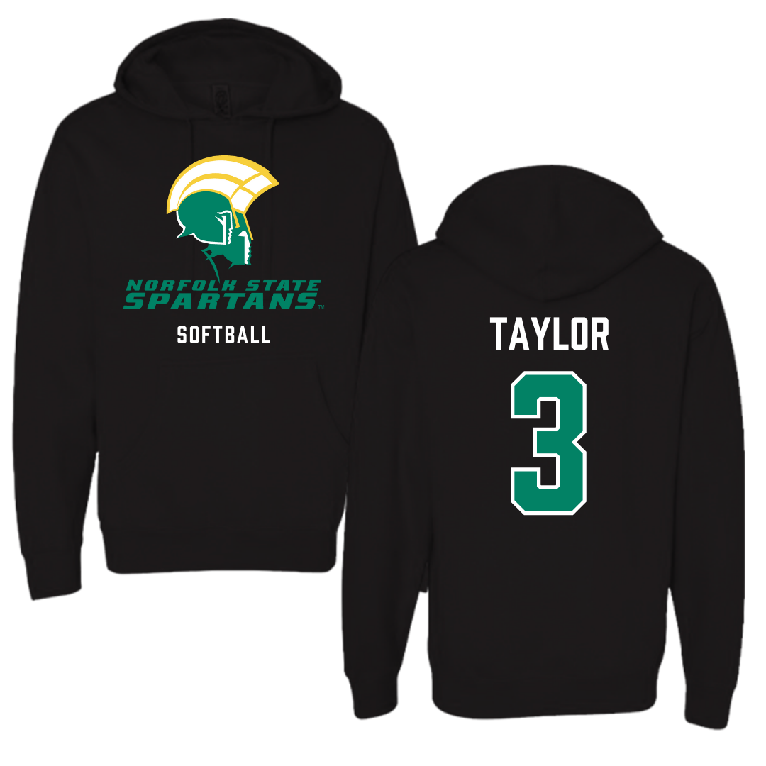 Norfolk State University Softball Black Hoodie - #3 Victoria Taylor