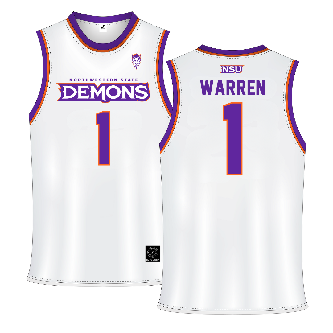 Northwestern State University White Basketball Jersey - #1 JT Warren