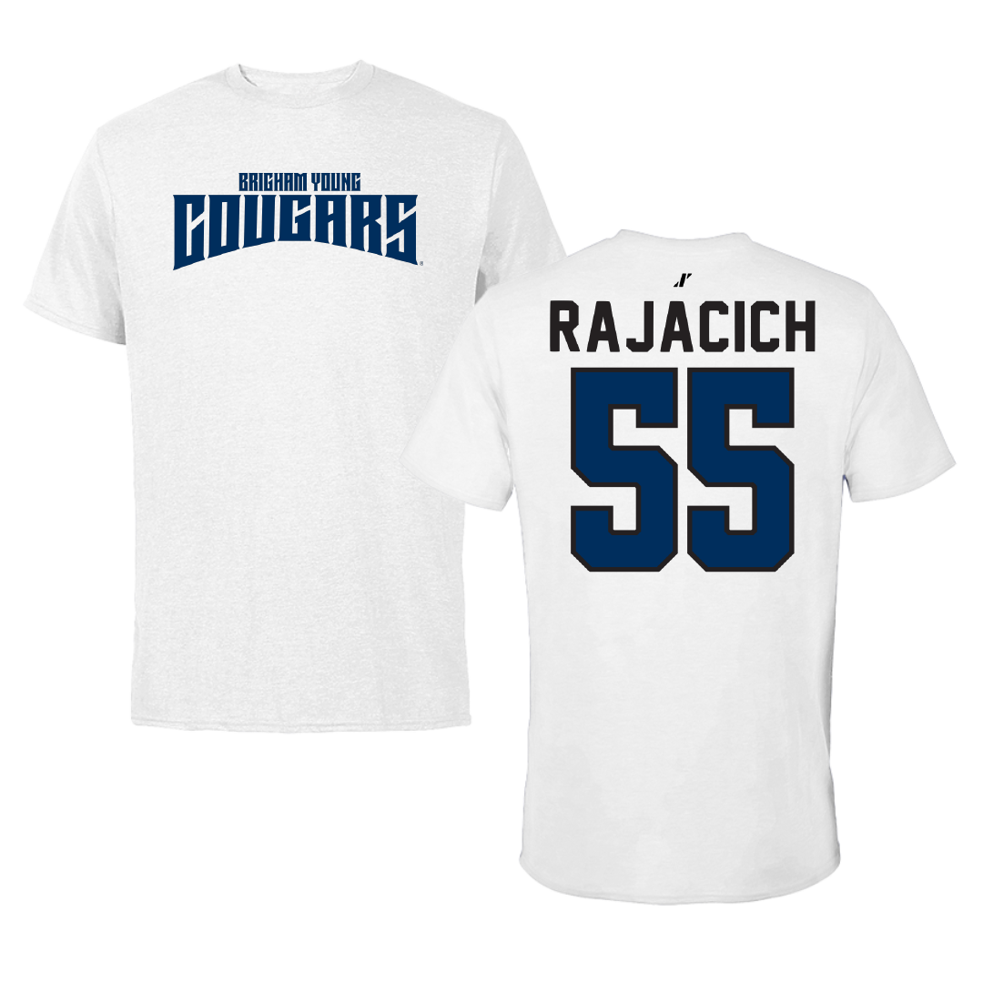 Brigham Young University Baseball White Classic Performance Tee - #55 Seth Rajacich