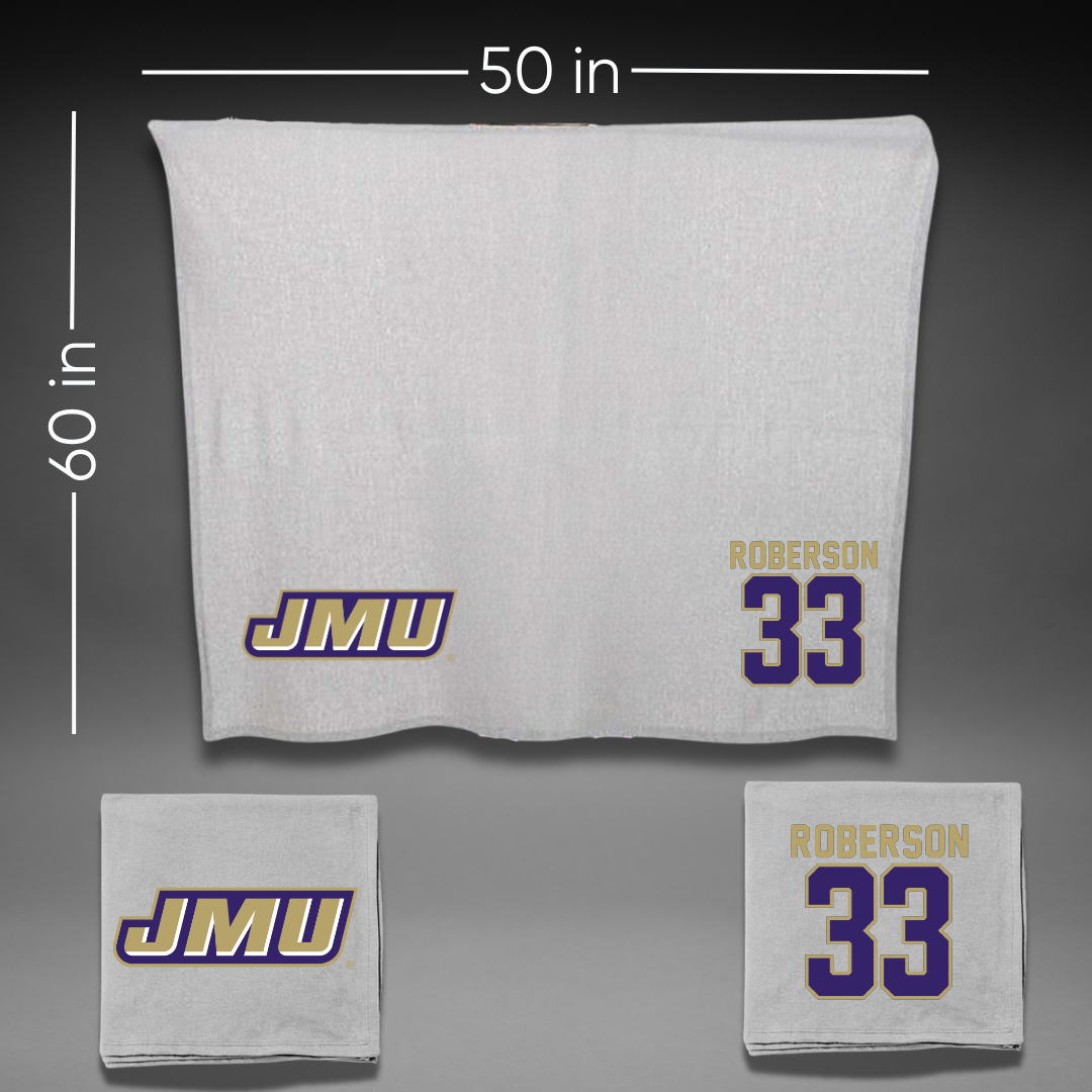 James Madison University Basketball Gray Blanket - #33 Jerrell Roberson
