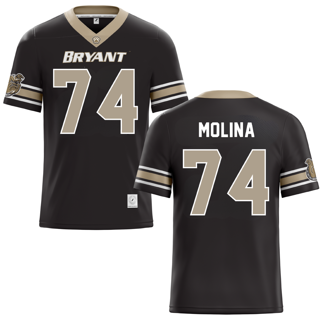 Bryant University Black Football Jersey - #74 Nick Molina