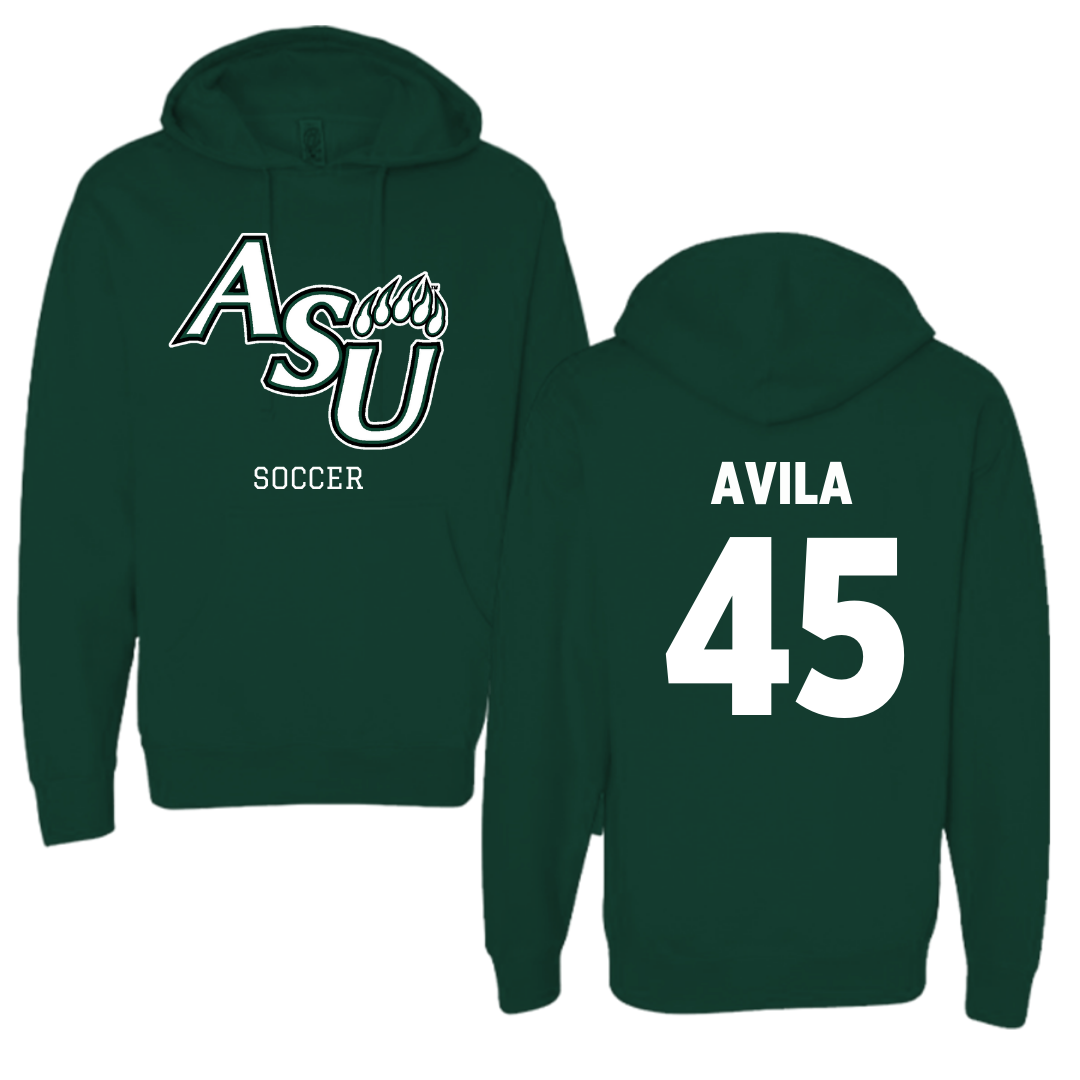 Adams State University Soccer Forest Green Block Hoodie - #45 Caleb Avila