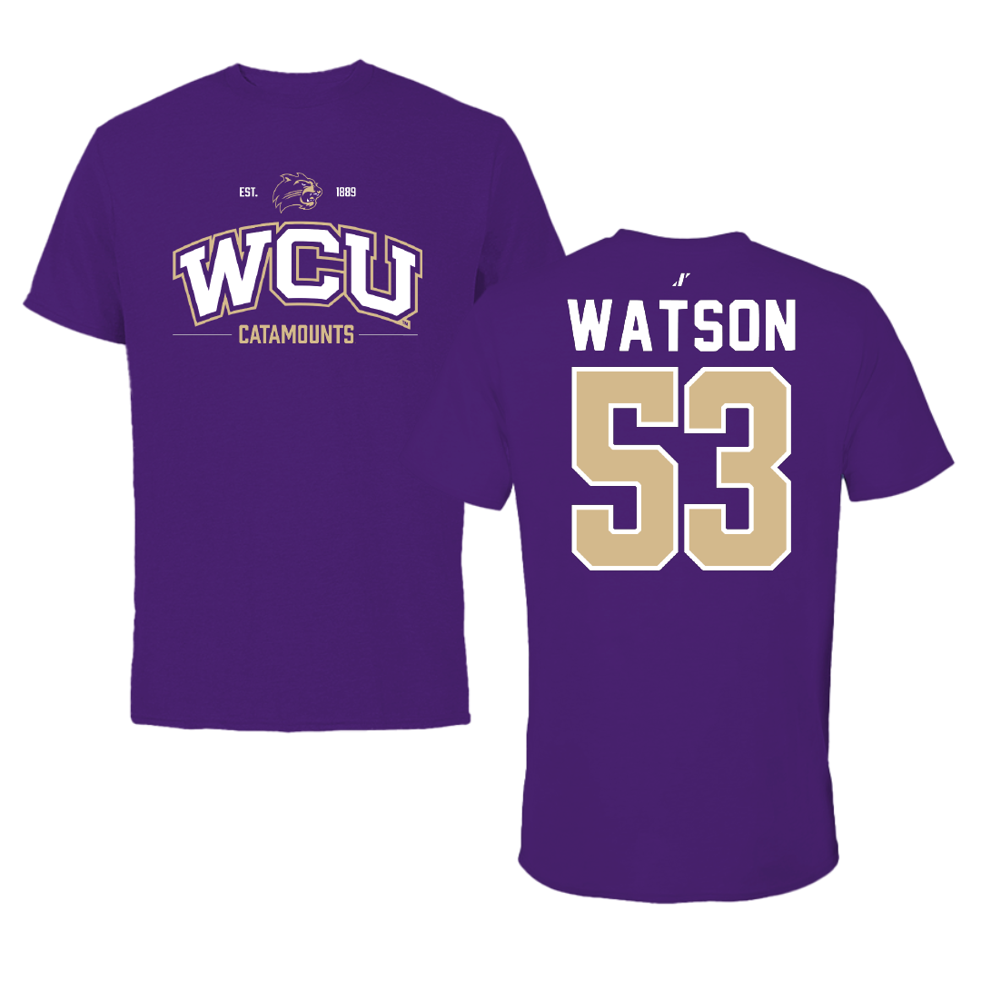 Western Carolina University Football Purple General Tee - #53 Zach Watson