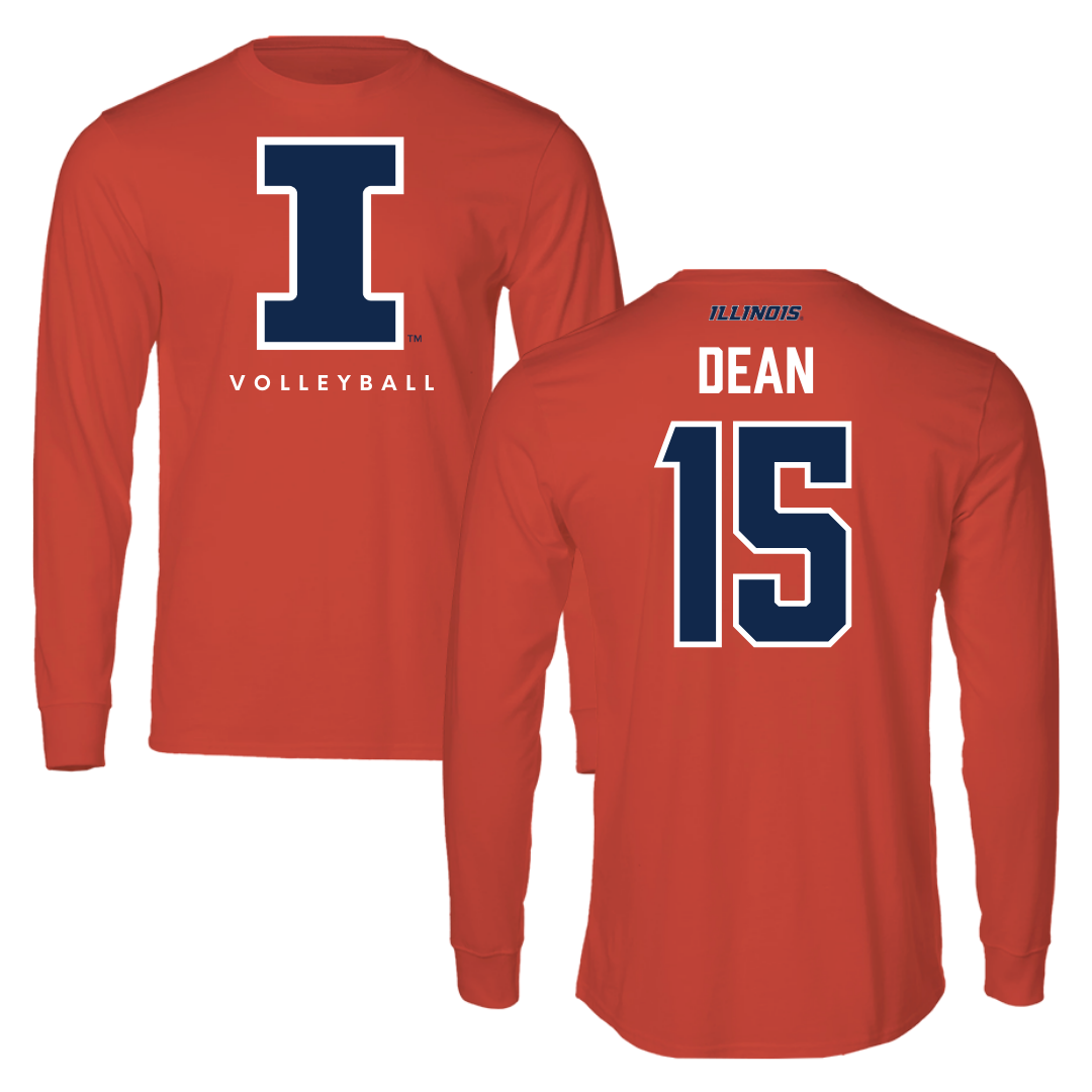 University of Illinois Volleyball Orange Performance Long Sleeve - #15 Gabby Dean