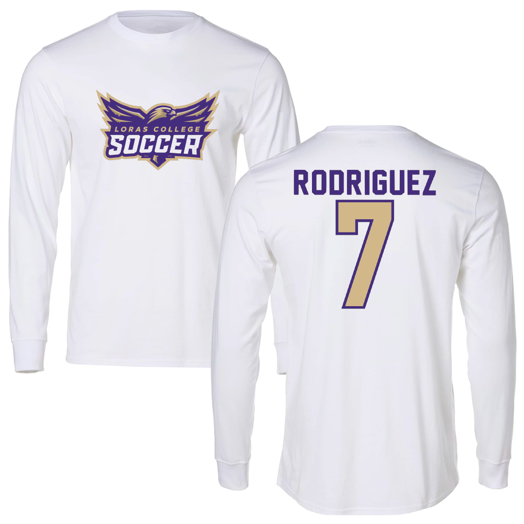 Loras College Soccer White Soccer Long Sleeve - #7 Diego Rodriguez