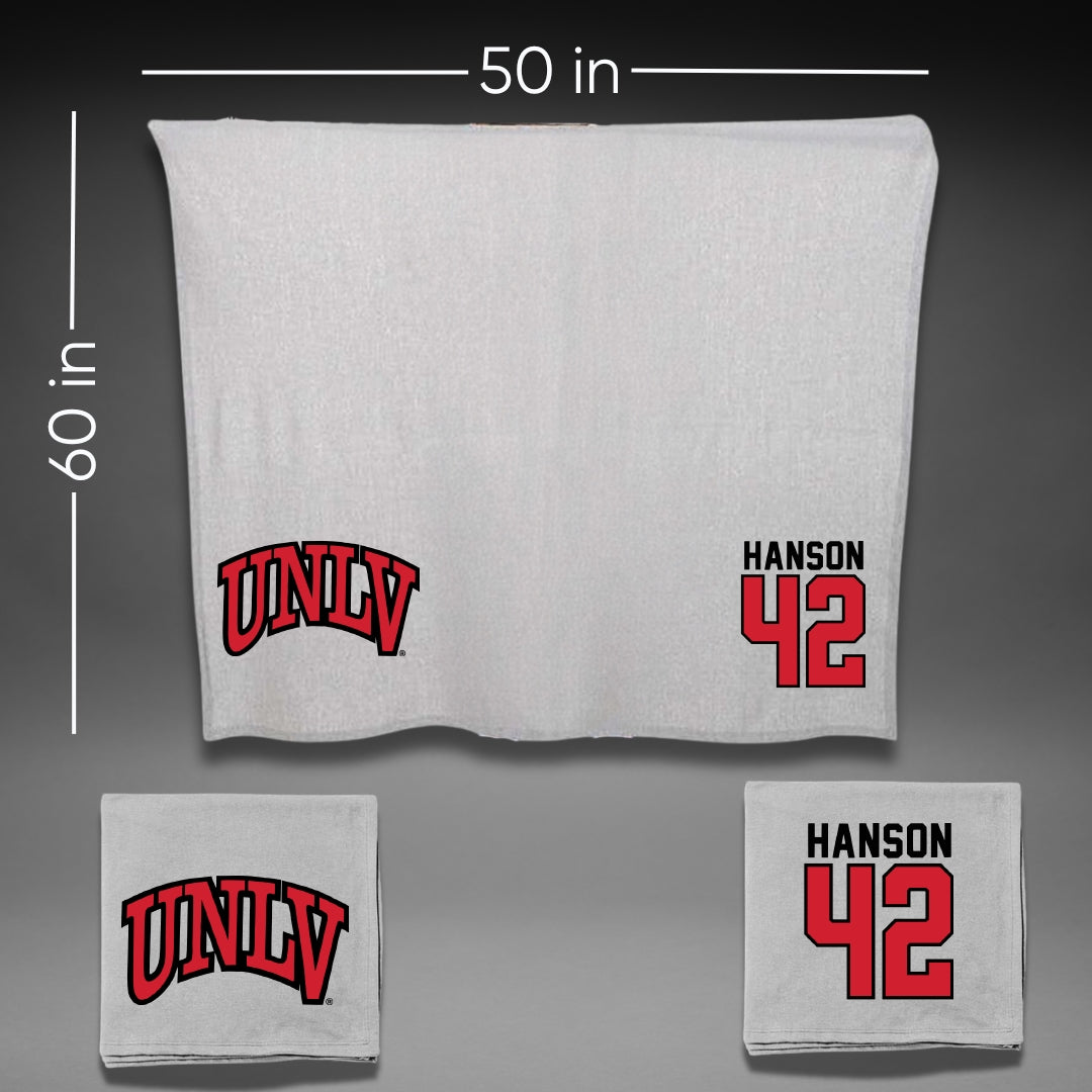 University of Nevada-Las Vegas Baseball Gray Rebels Blanket - #42 Jordan Hanson