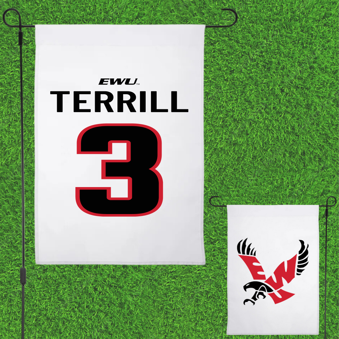 Eastern Washington University Soccer White Garden Flag - #3 Grace Terrill