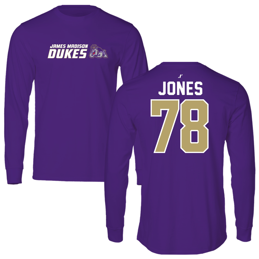 James Madison University Football Purple General Performance Long Sleeve - #78 Cameron Jones