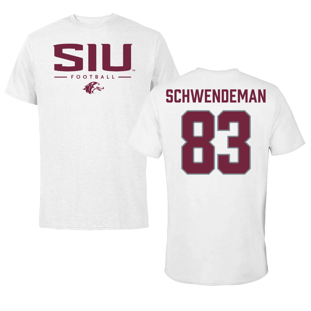 Southern Illinois University at Carbondale Football White Performance Tee - #83 Ryan Schwendeman