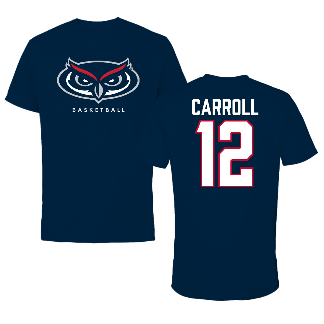 Florida Atlantic University Basketball Navy Mascot Performance Tee - #12 Tre Carroll