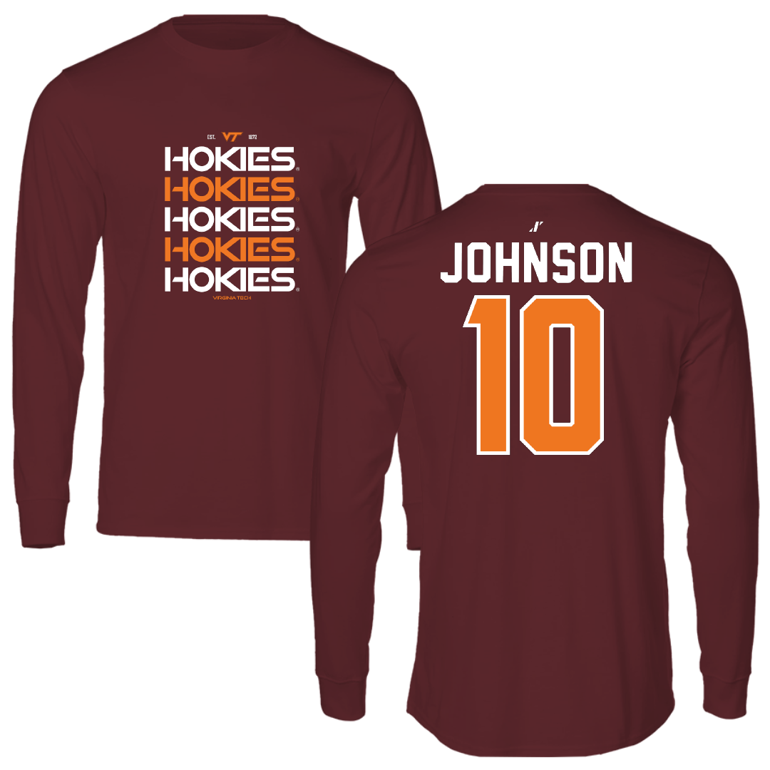 Virginia Tech Basketball Maroon General Performance Long Sleeve - #10 Tyler Johnson
