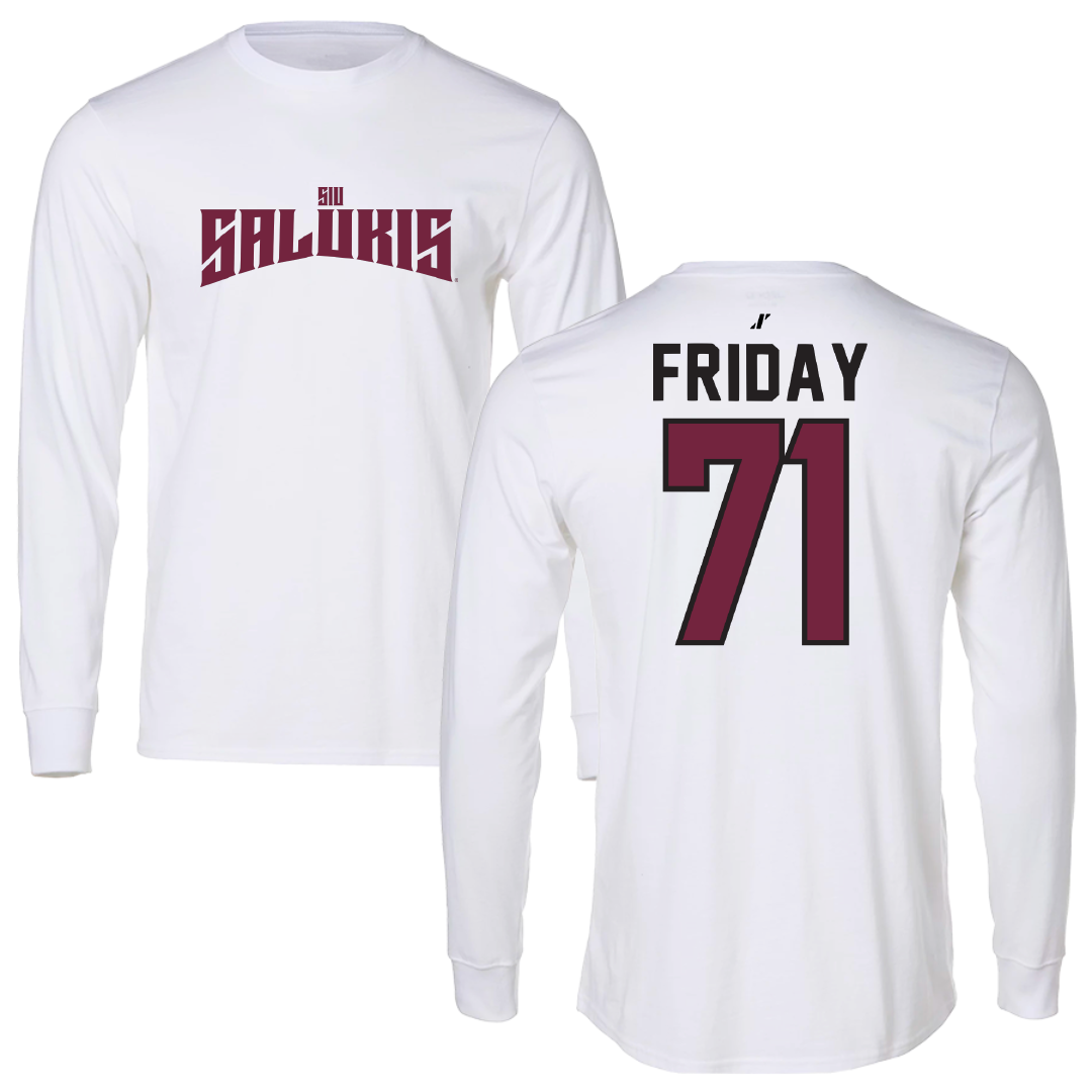 Southern Illinois University at Carbondale Football White Classic Long Sleeve - #71 Ostyn Friday