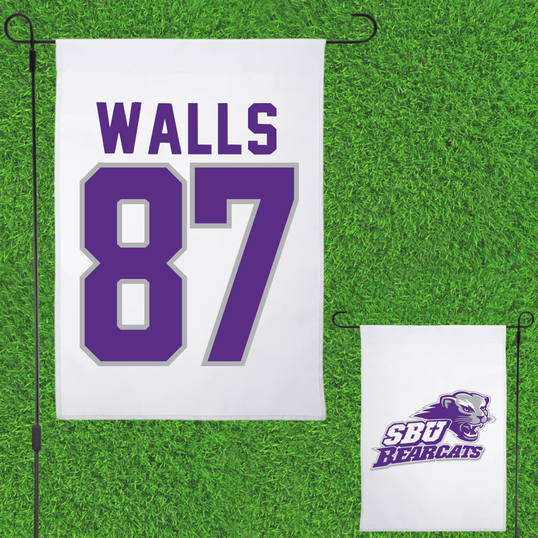 Southwest Baptist University Football White Garden Flag - #87 Gabriel Walls