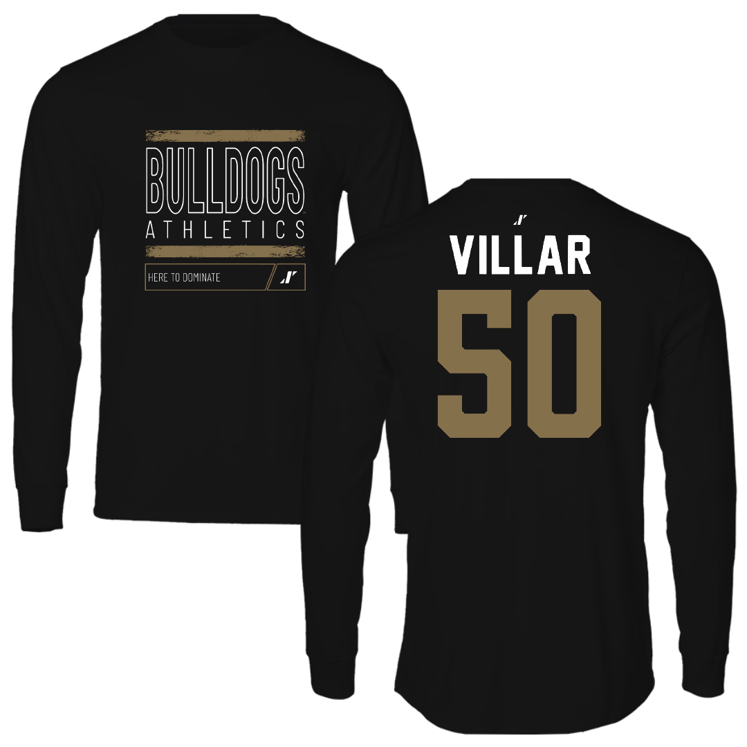 Bryant University Football Black Dominate Performance Long Sleeve - #50 Maximus Villar