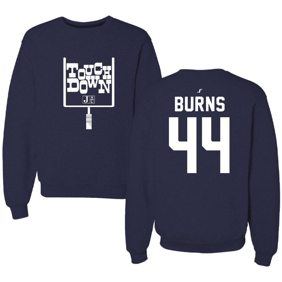 Jackson State University Football Navy Touchdown Crewneck - #44 Hunter Burns