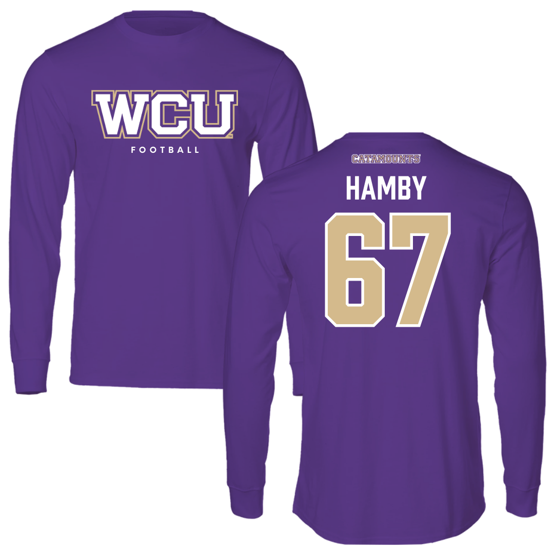 Western Carolina University Football Royal Purple Performance Long Sleeve - #67 Steven Hamby