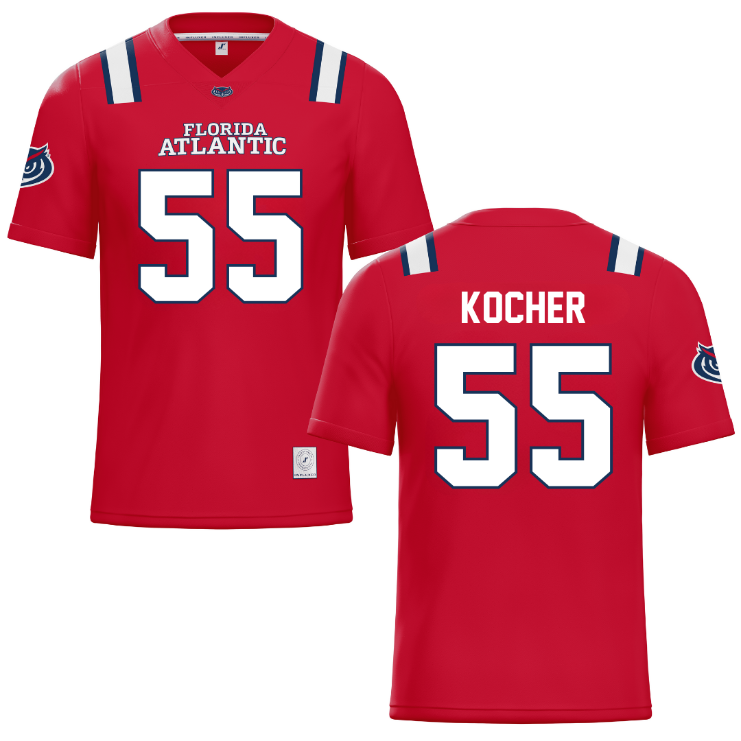 Florida Atlantic University Red Football Jersey - #55 Alexander Kocher